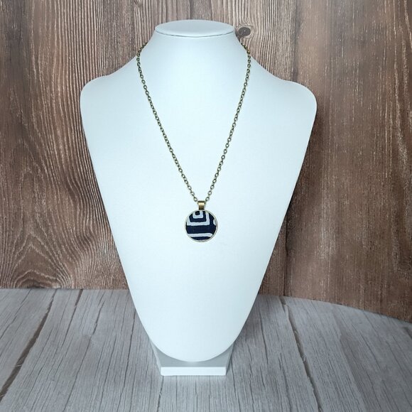 "Abstrakt" UNESCO Heritage "Modrotlač" Blueprint Necklace - Artisan Crafted - Picture 1 of 6